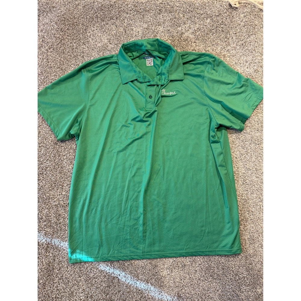 Oobe Polo Shirt Mens XL Green Chick-fil-A Uniform Performance Micro Dot Stretch